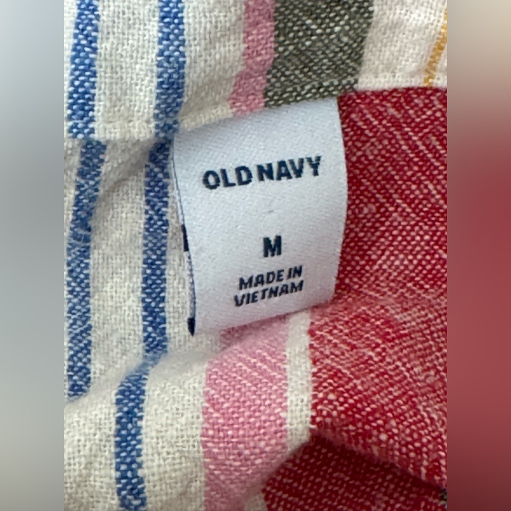 Old Navy Sleeveless Multicolor Striped Linen blend Dress medium - Picture 8 of 10